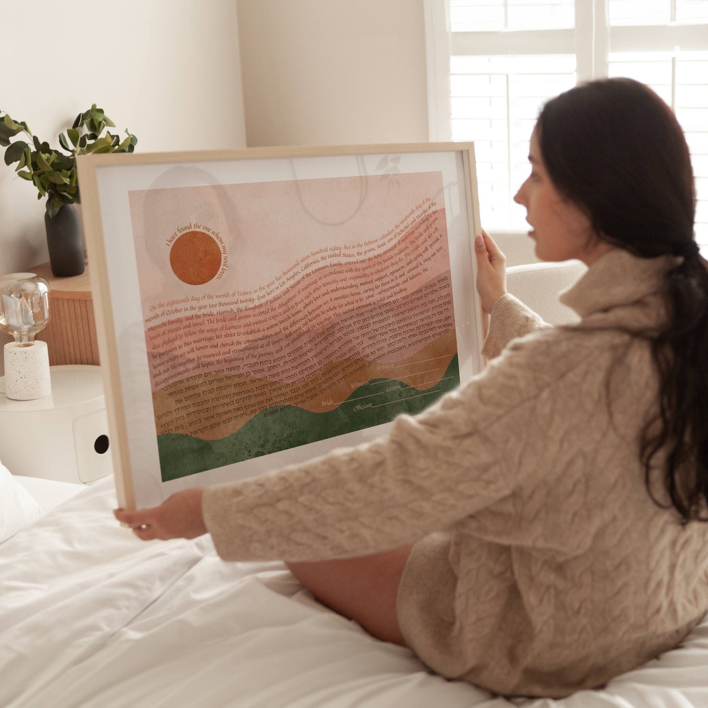 Boho mountain sunset landscape ketubah