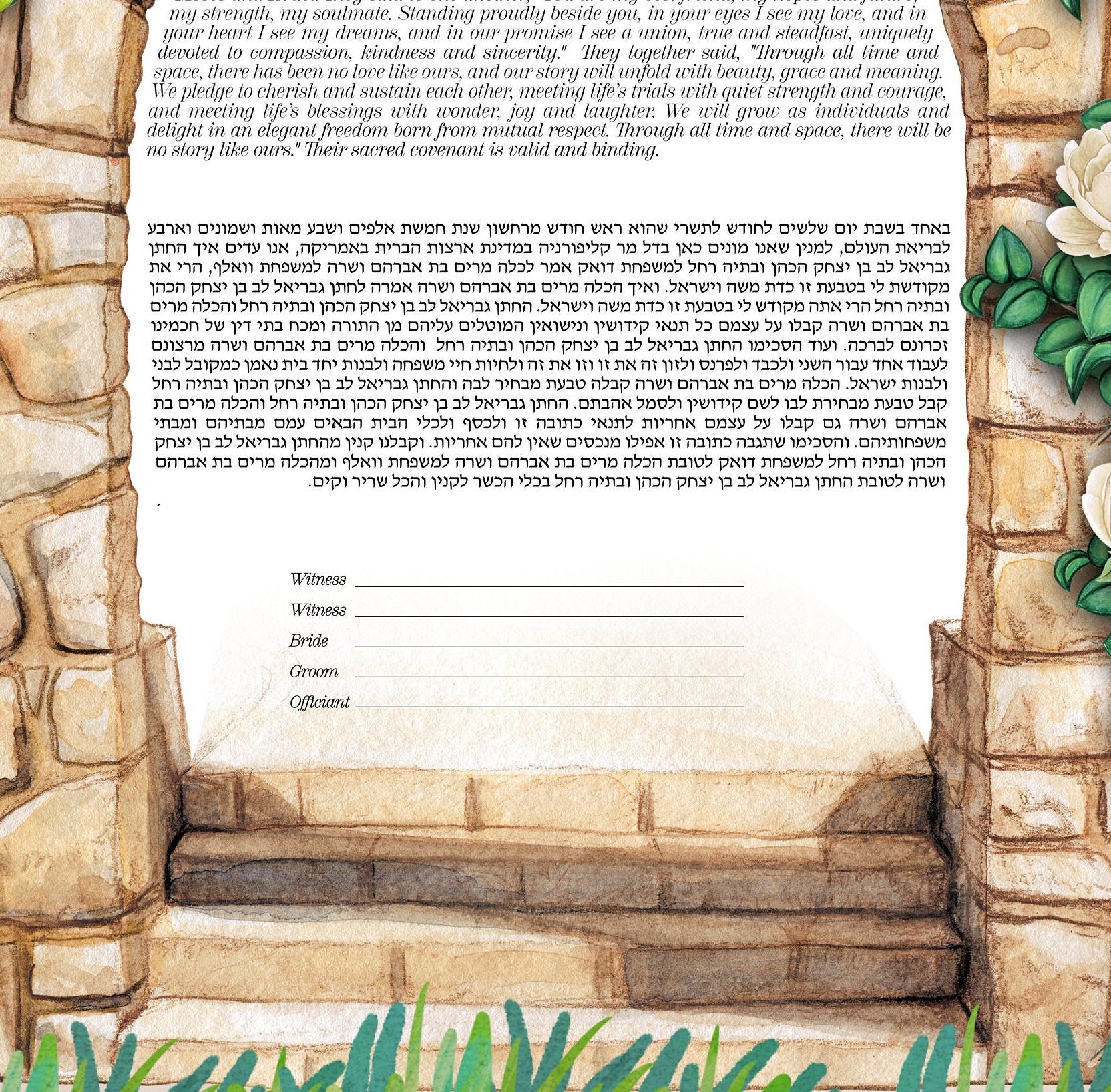 Watercolor Jerusalem Stone Arch Doorway Ketubah