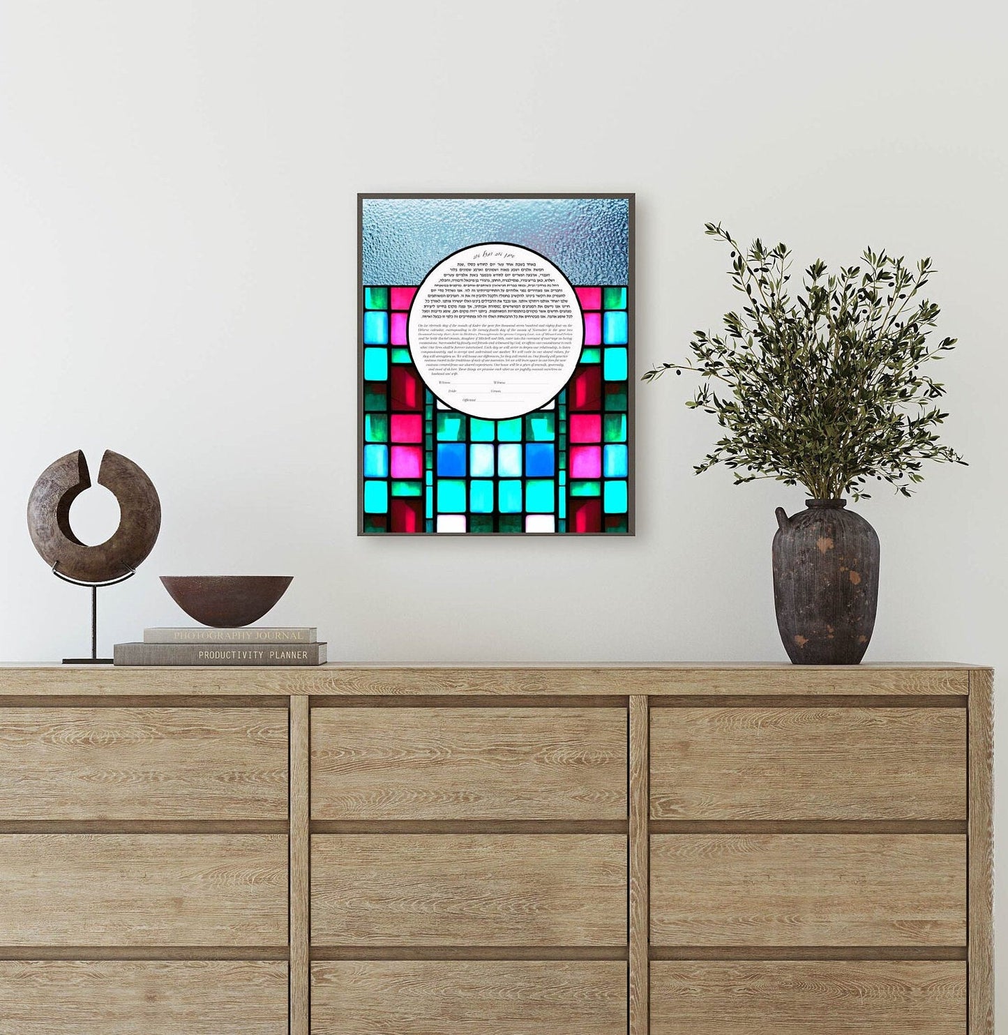 Stained glass watercolor ketubah