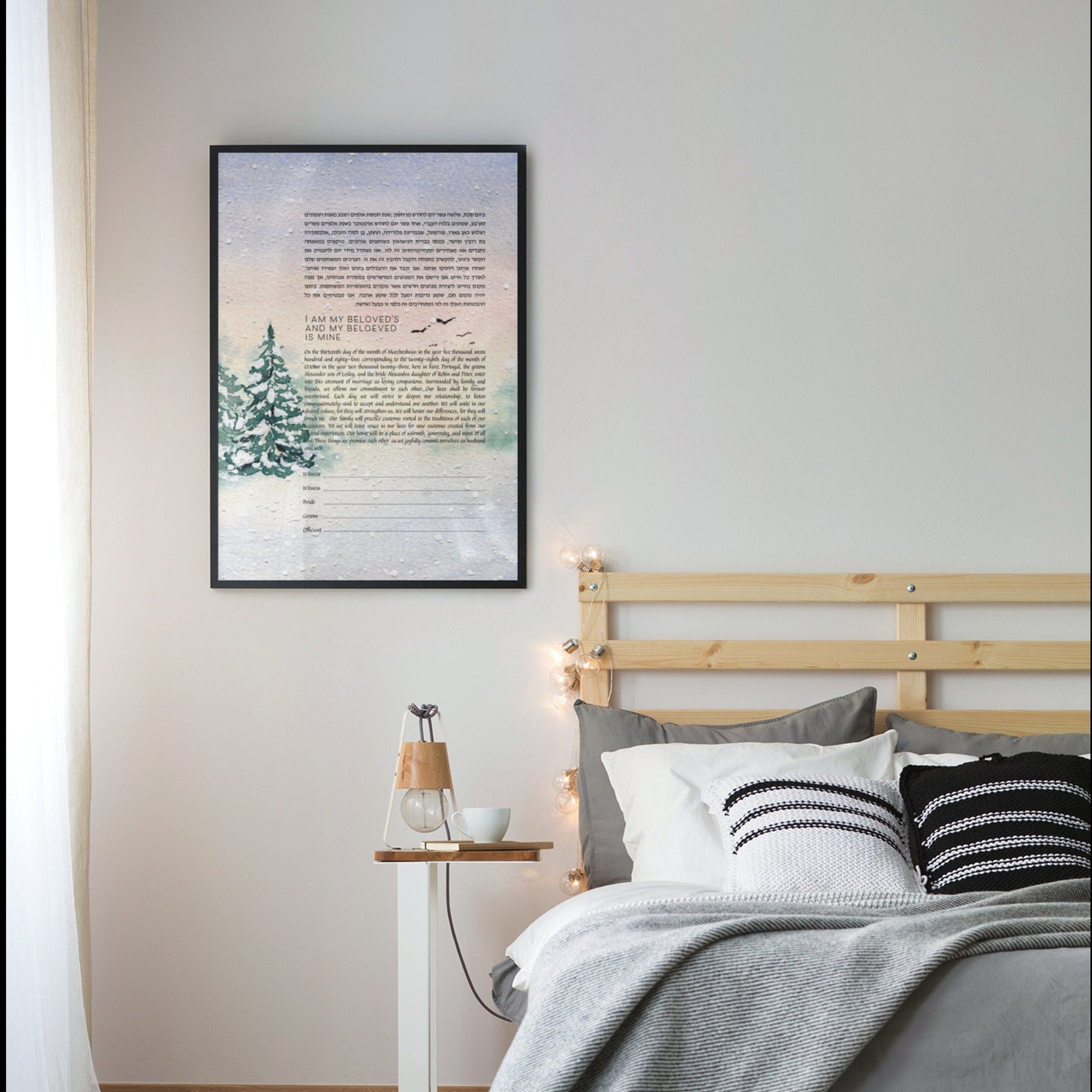 Serene snowy day ketubah