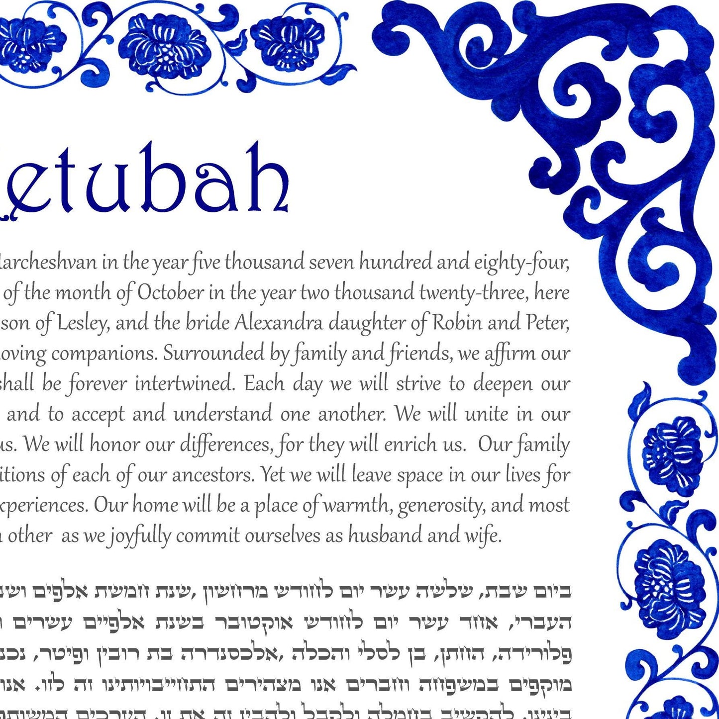 Chinese porcelain pattern ketubah