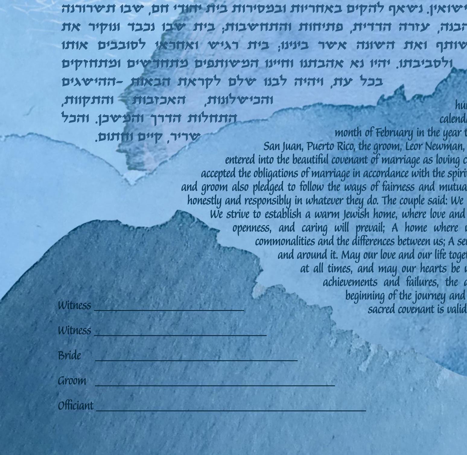 Misty Blue Peaks ketubah