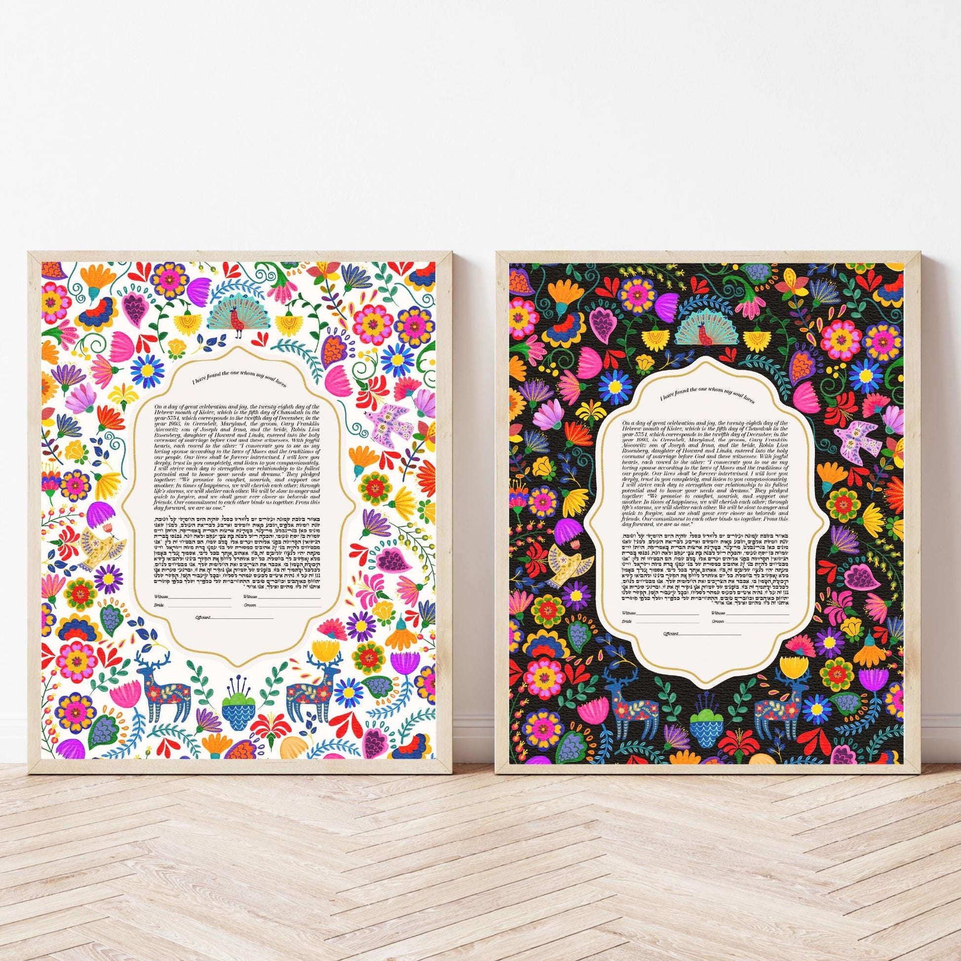 Mexican Folk Art Inspired ketubah - Vibrant Floral Elegance