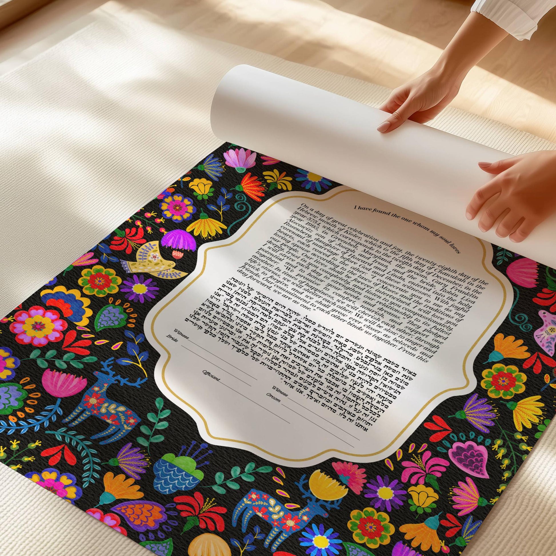 Mexican Folk Art Inspired ketubah - Vibrant Floral Elegance