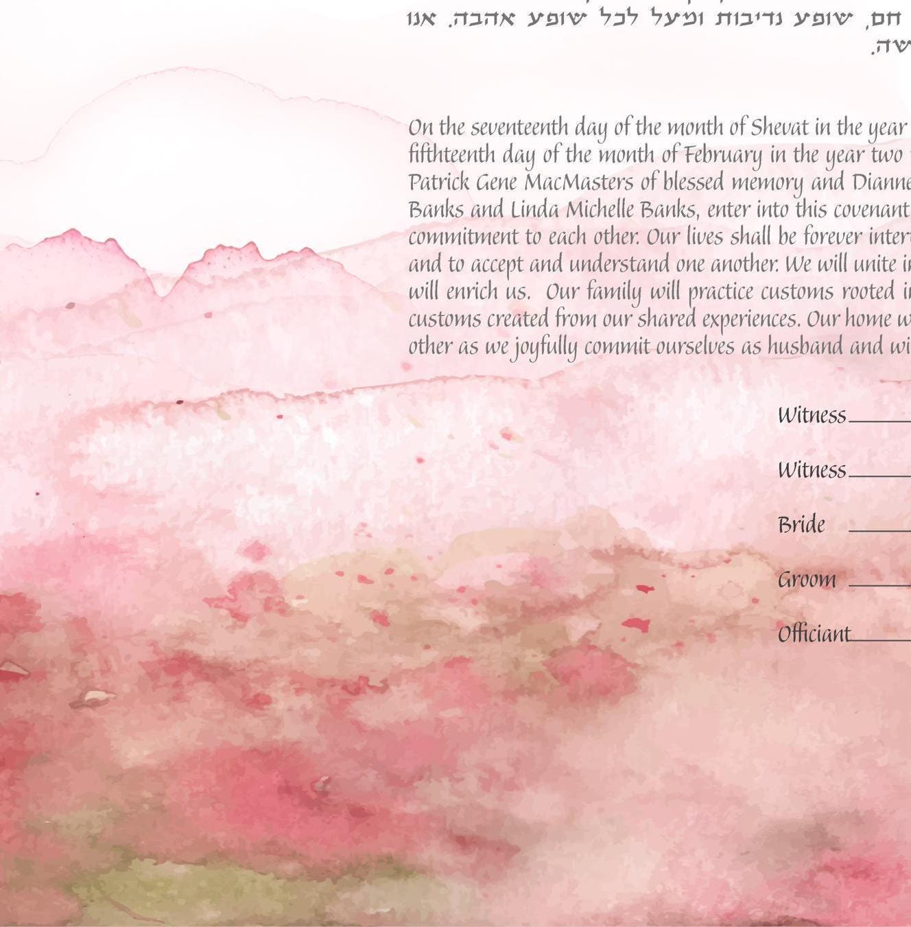 Rose Dawn Watercolor Ketubah