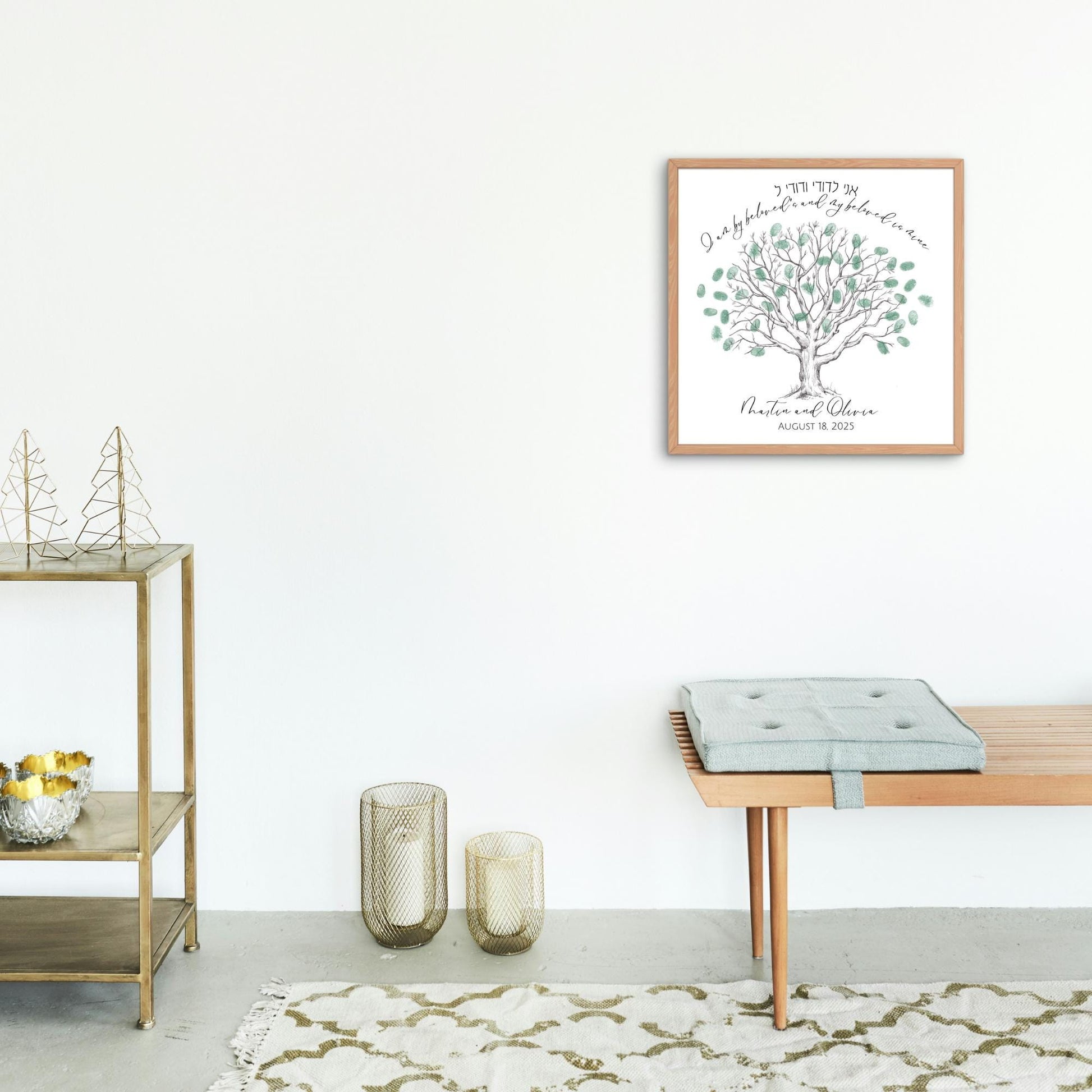 Jewish alternative wedding guest book, fingerprint wedding guest book