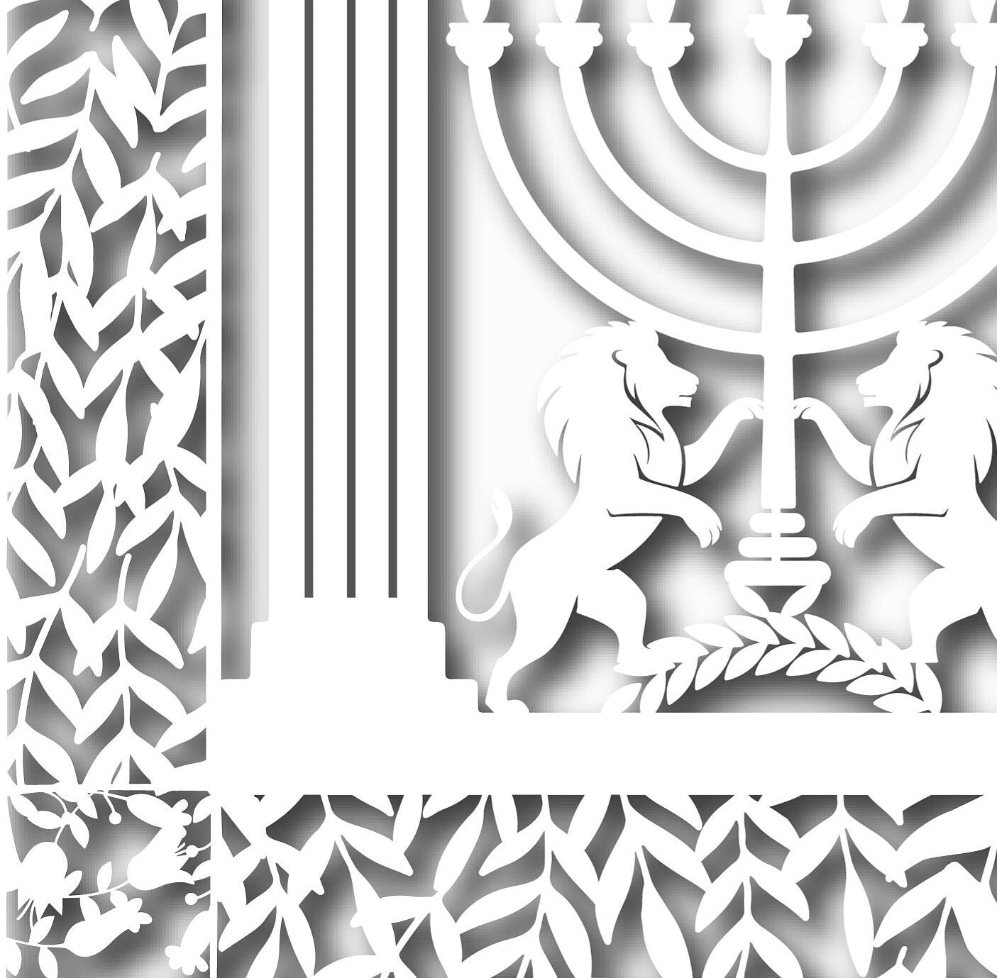 Simulated Papercut Jewish art print, mizrach
