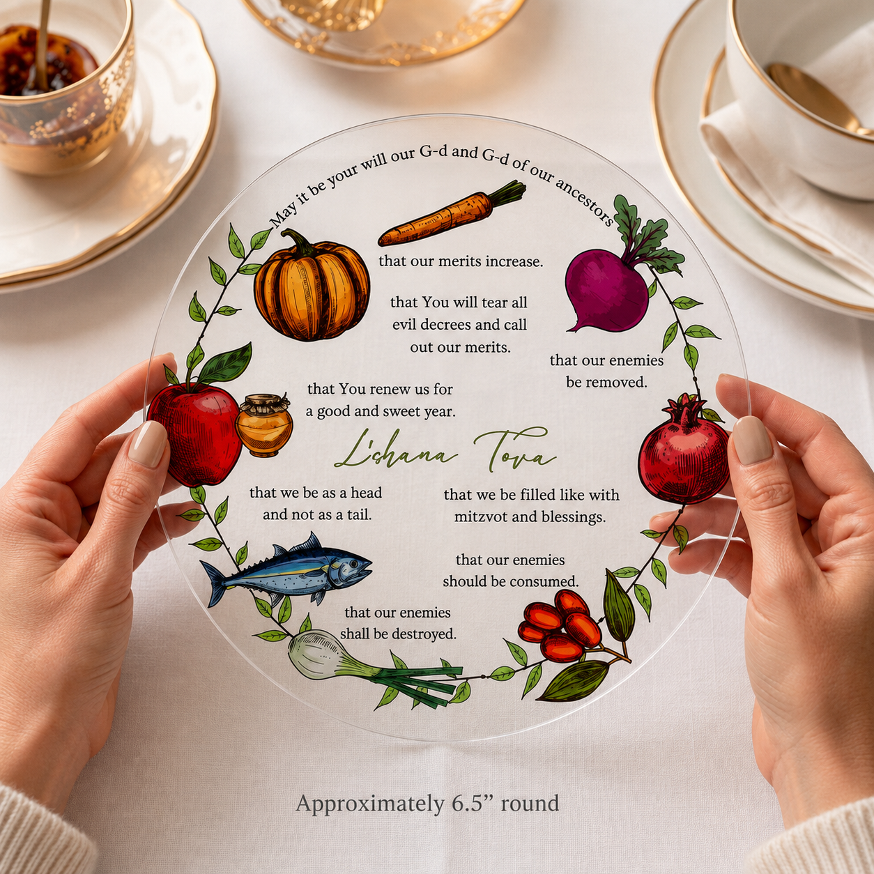 Rosh Hashana Simanim Acrylic Round Cards