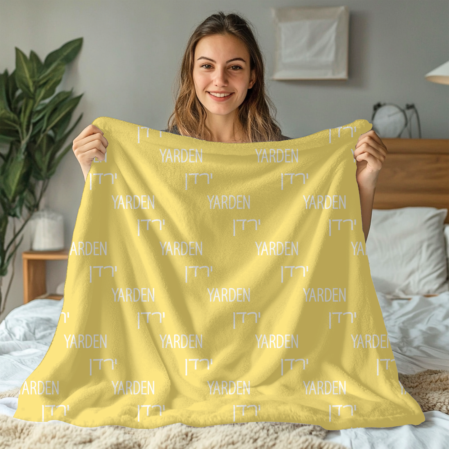 Hebrew Name Velveteen Plush Blanket