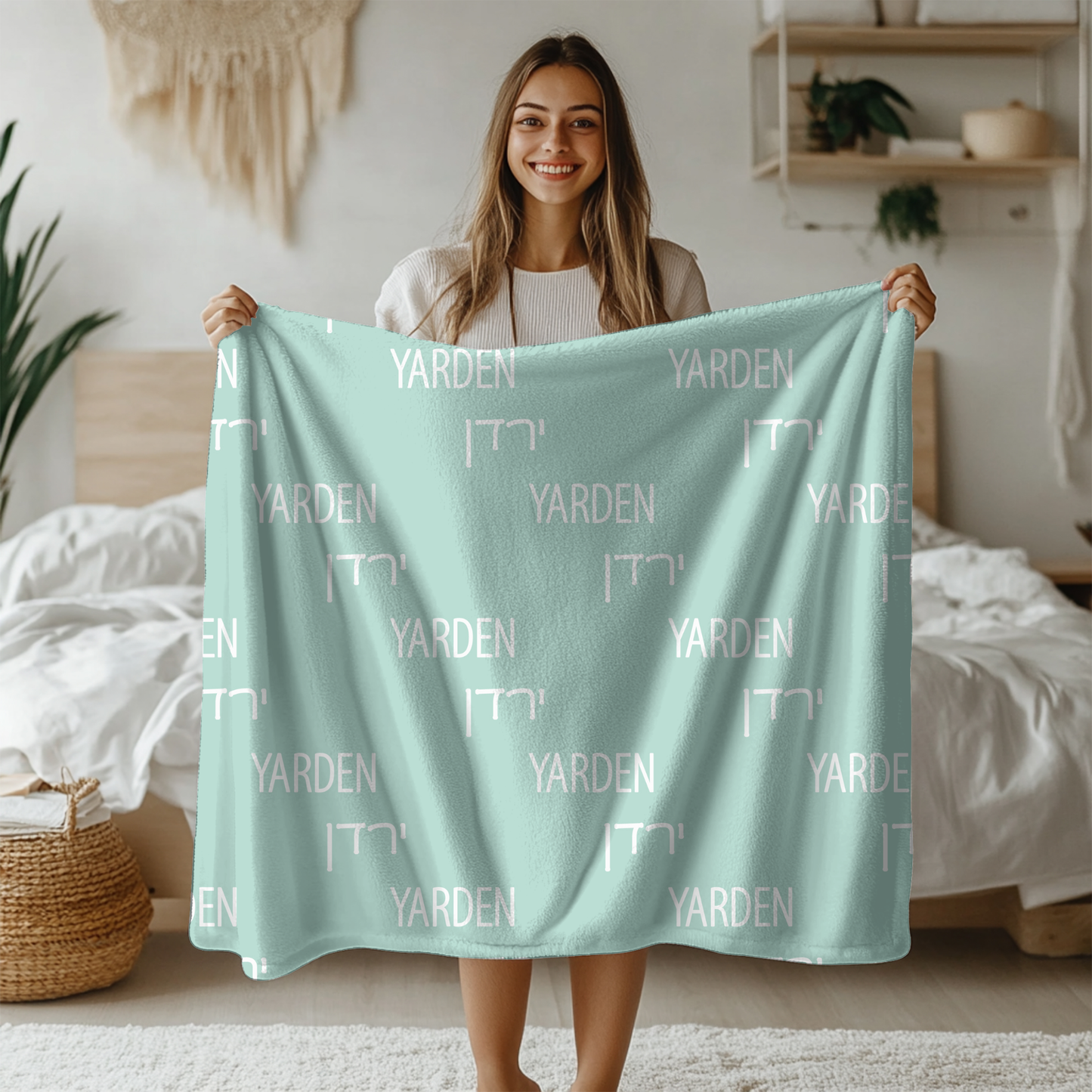 Hebrew Name Velveteen Plush Blanket