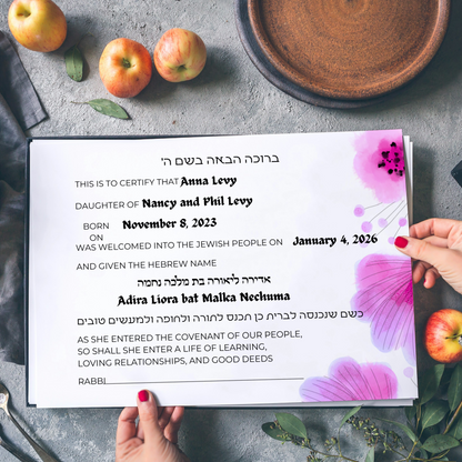 Bris or Jewish Baby Naming Certificate