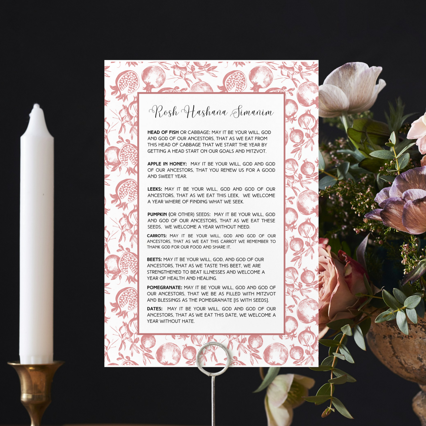 Rosh Hashana Simanim Cards