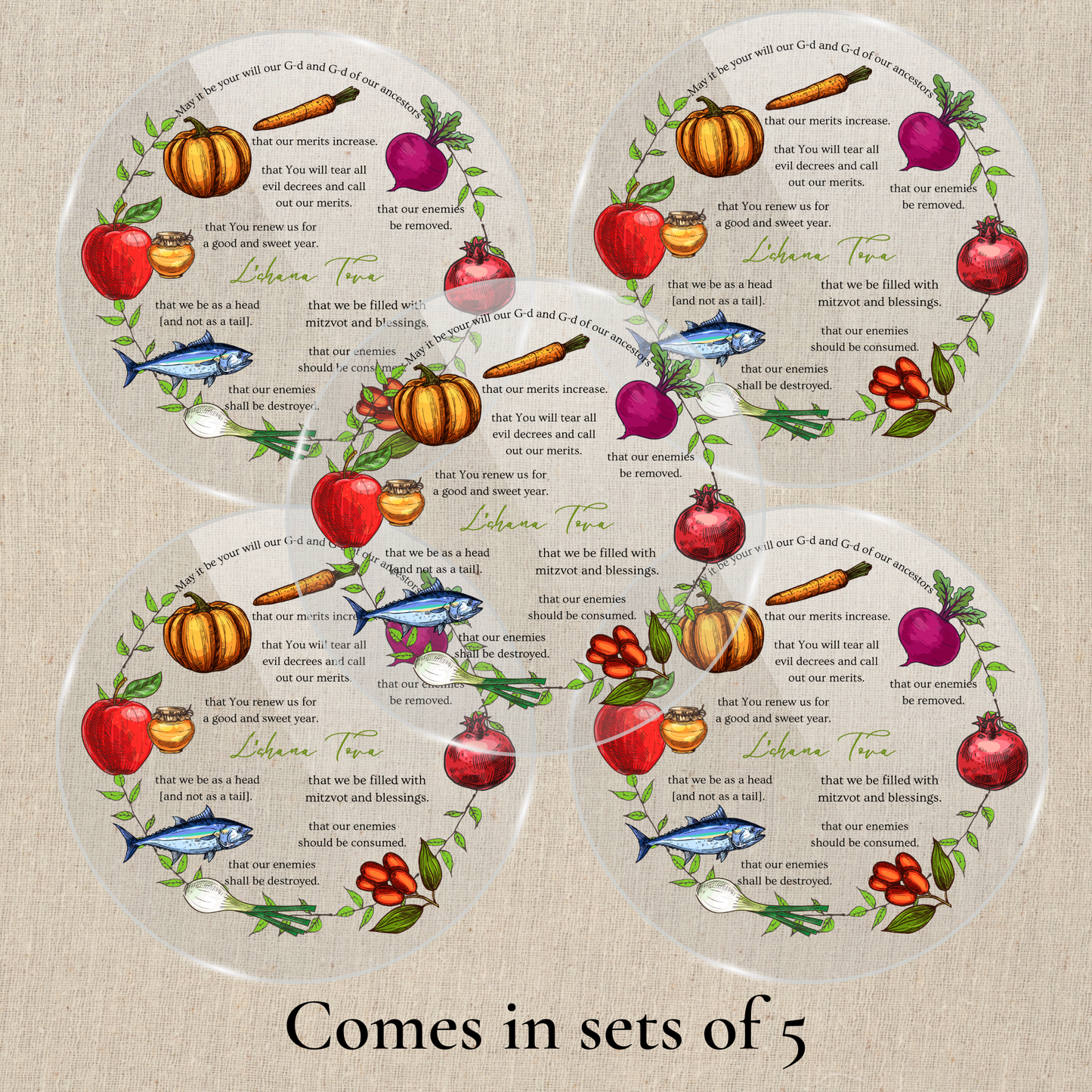 Rosh Hashana Simanim Acrylic Round Cards