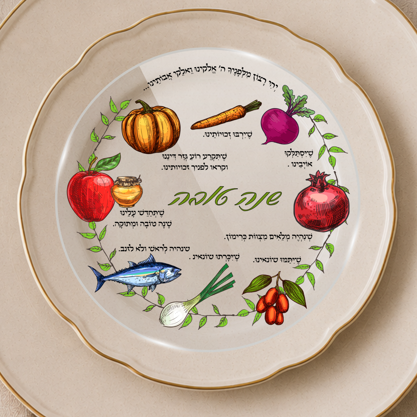 Rosh Hashana Simanim Acrylic Round Cards