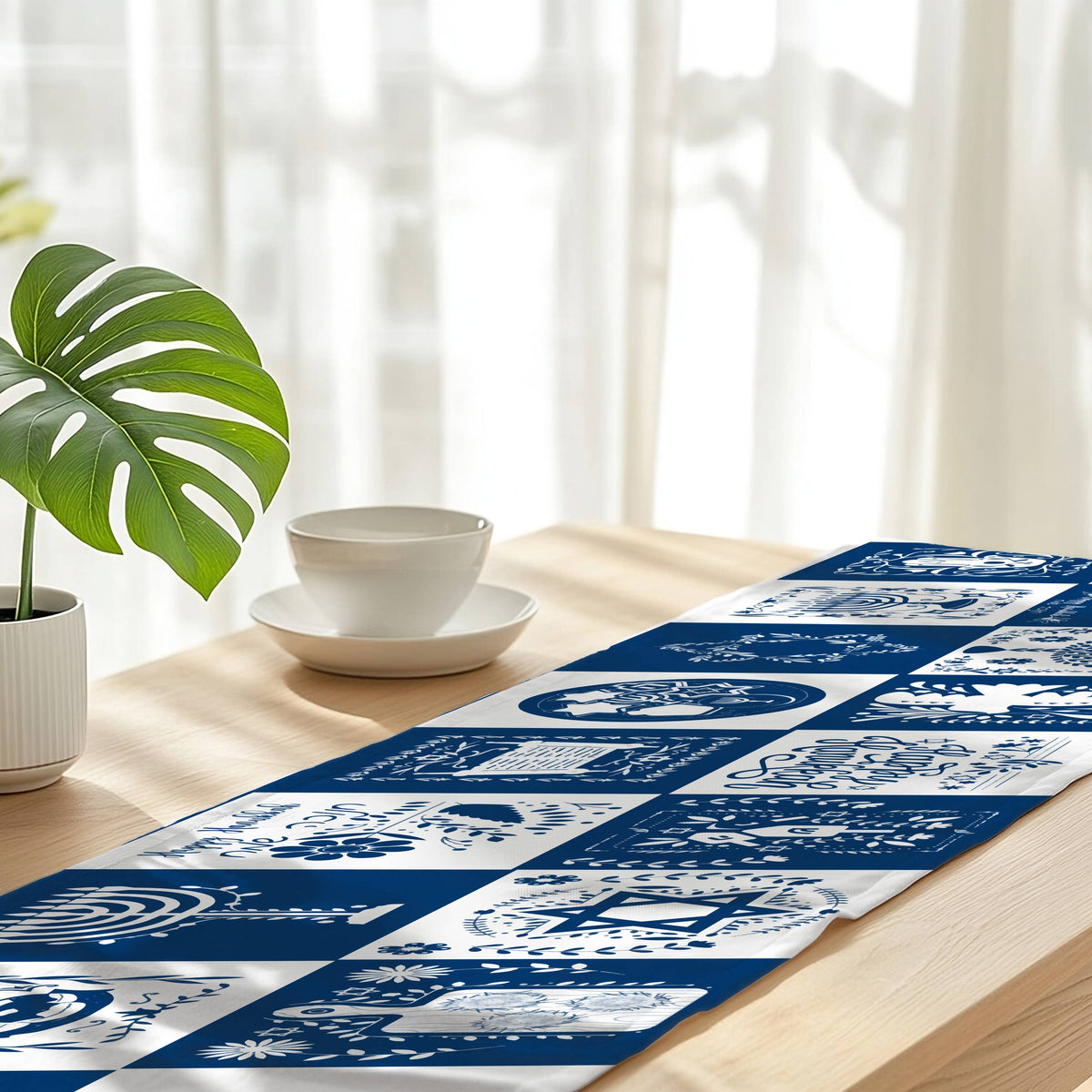 hanukkah table runner on table