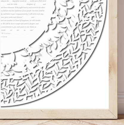 Round floral Simulated Papercut ketubah