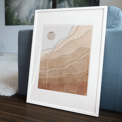 Brown Abstract landscape Hebrew word art ketubah