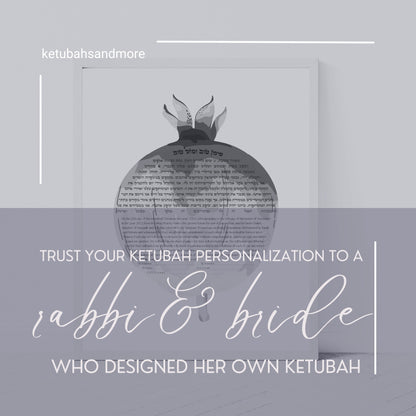 trust your ketubah personalization to rabbi and bride who designed her own ketubah