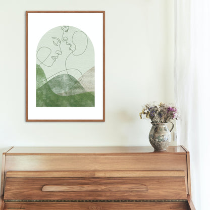 Lovers Line Art Watercolor Ketubah