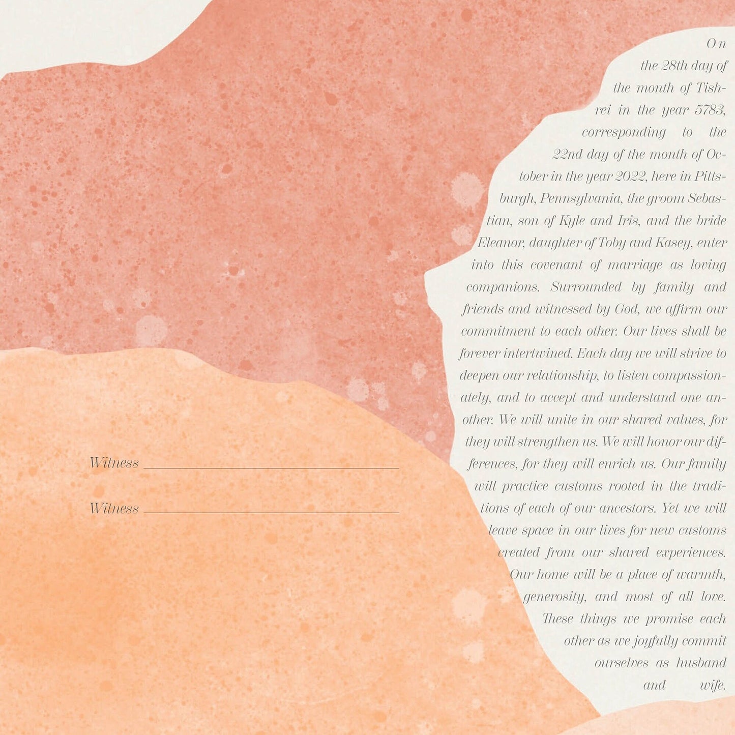 Two panel boho desert ketubah