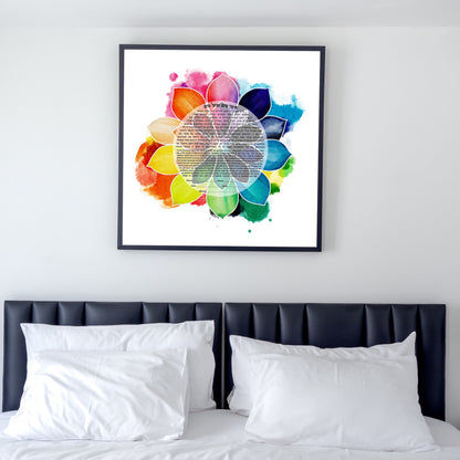 Rainbow lotus flower watercolor Ketubah