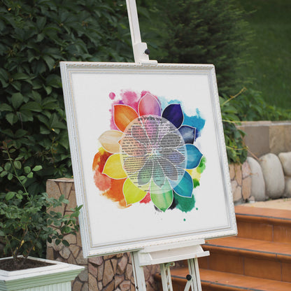 Rainbow lotus flower watercolor Ketubah