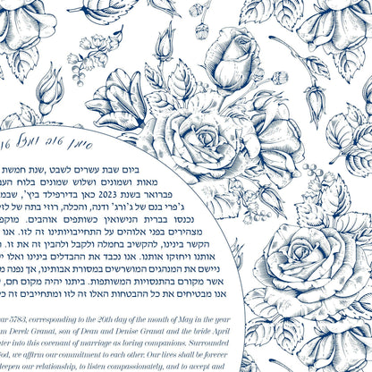 Vintage rose pattern floral Ketubah