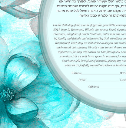 Turquoise Magnolia Watercolor Ketubah