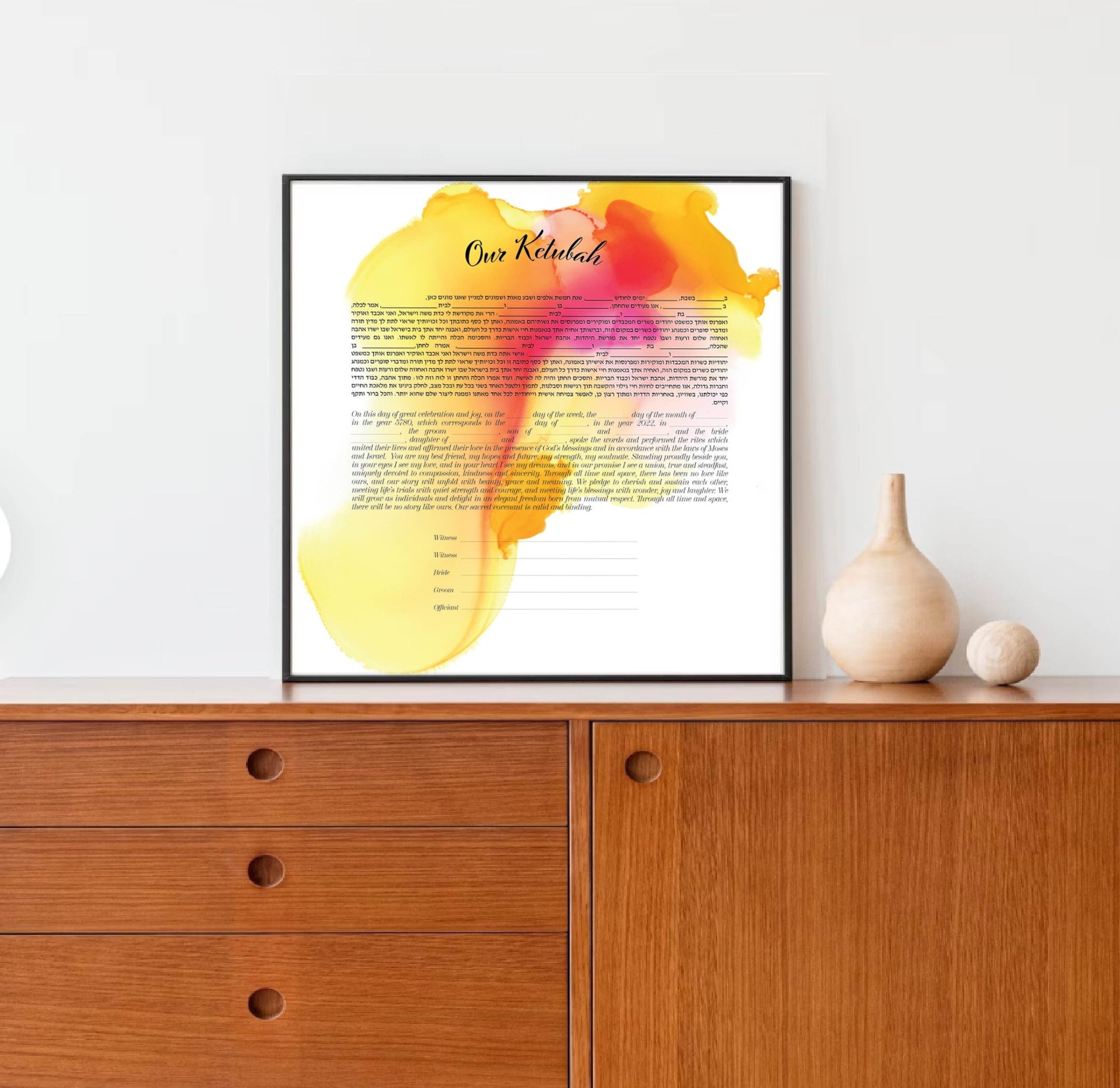 Bold Yellow Watercolor Ketubah