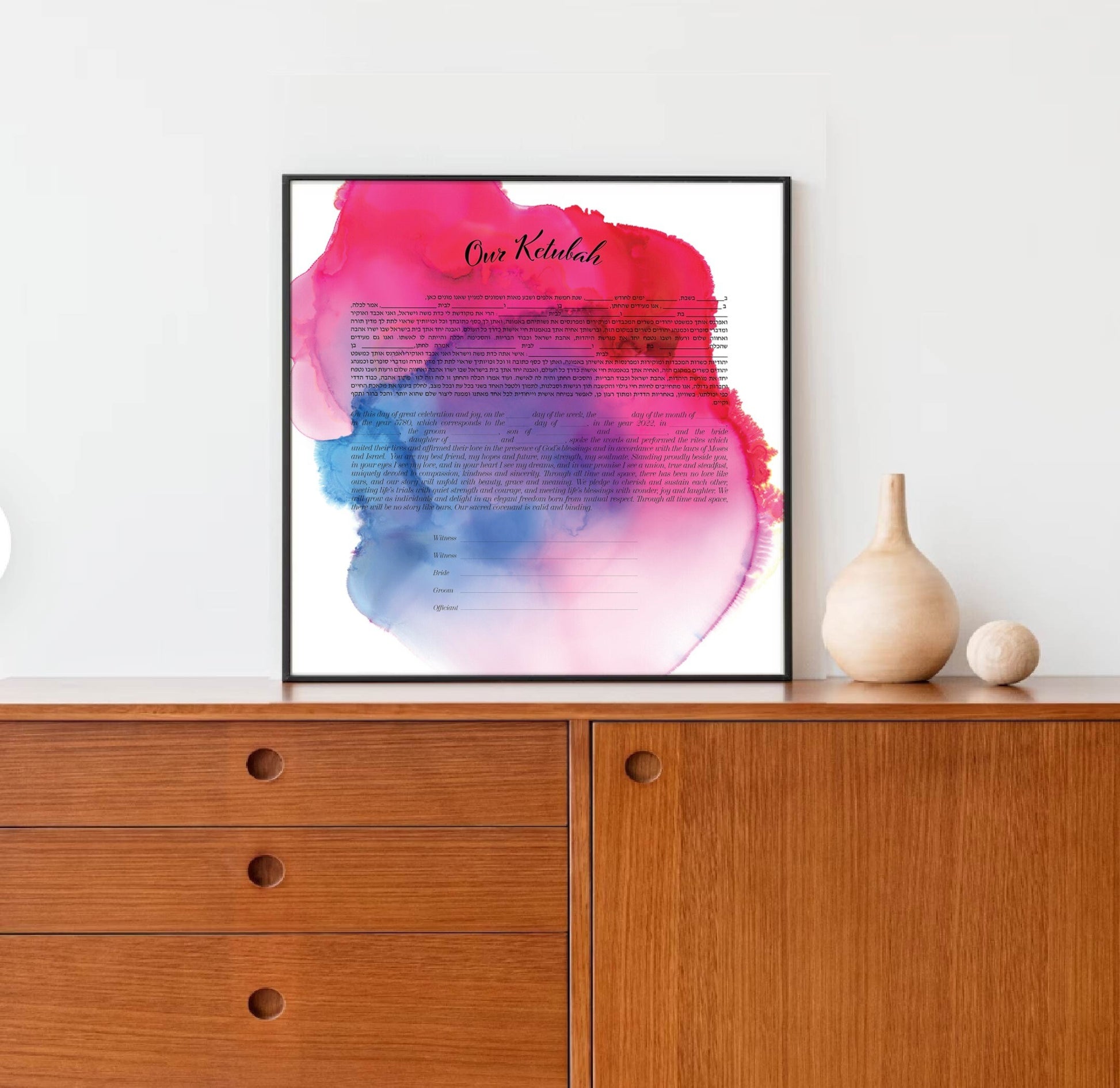 Bold Pink and Purple Watercolor Ketubah