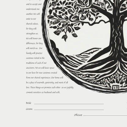 Tree of Life Block Art Style Ketubah Print