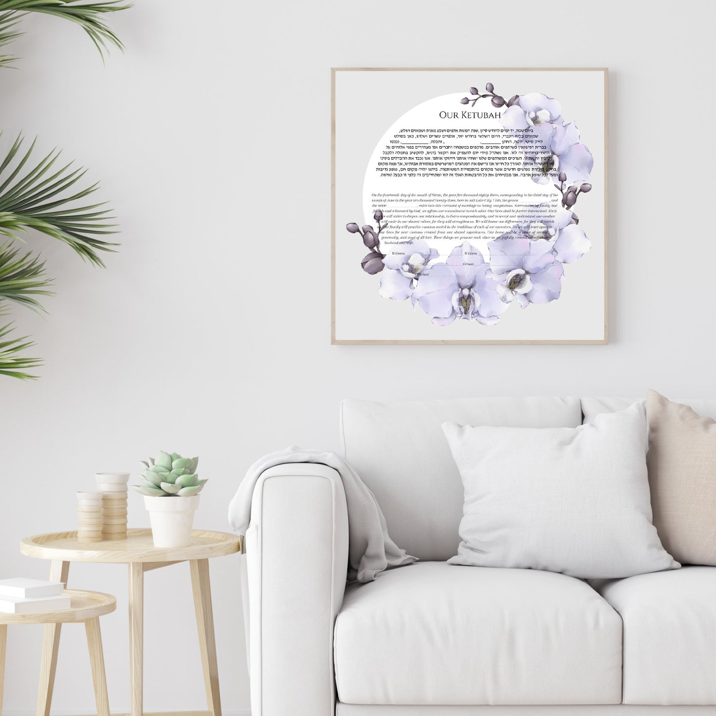 Orchids watercolor wreath Ketubah