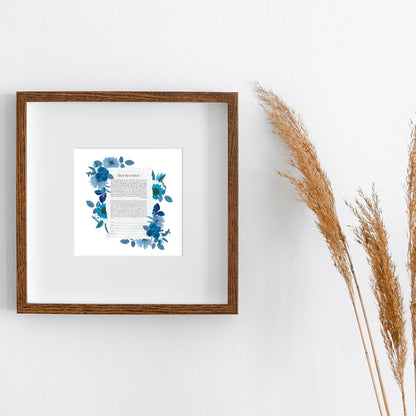 Blue Pressed Flowers Ketubah