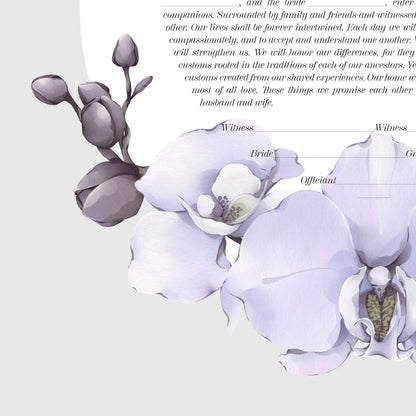 Orchids watercolor wreath Ketubah