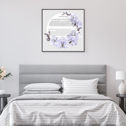 Orchids watercolor wreath Ketubah