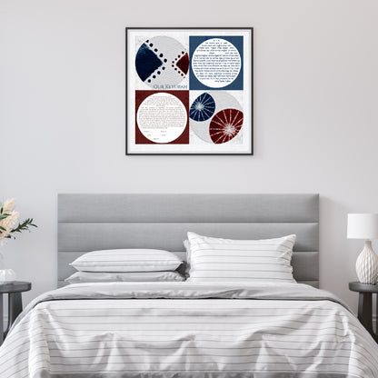 Four circles in a square watercolor Ketubah