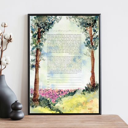 Dreamy Watercolor Forest Landscape ketubah