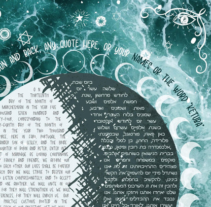 Cosmic ocean moon phases ketubah