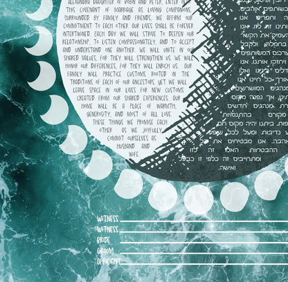 Cosmic ocean moon phases ketubah