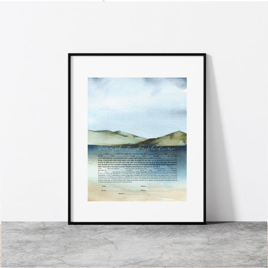 Watercolor ocean landscape ketubah