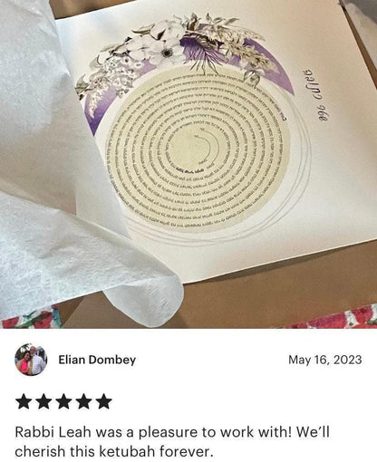 Watercolor sun and moon spiral ketubah