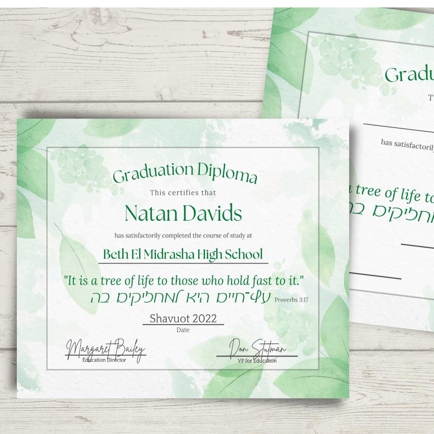 Jewish Certificate