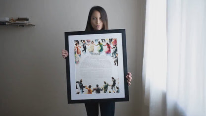 Watercolor dancing the hora ketubah