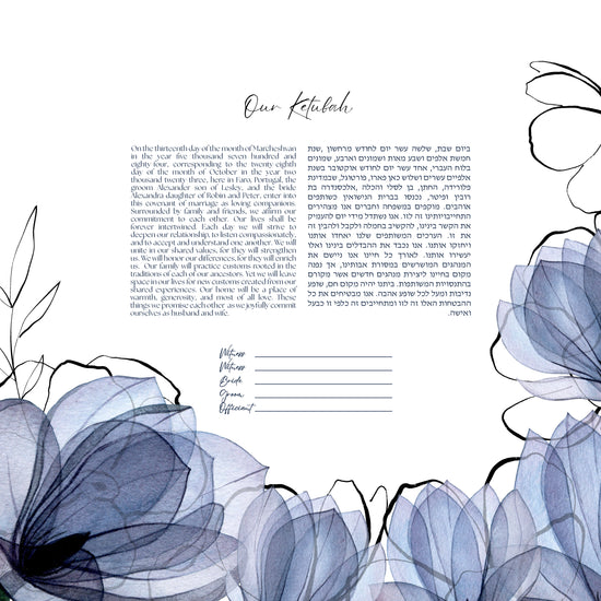 Transparent Magnolia Watercolor Ketubah